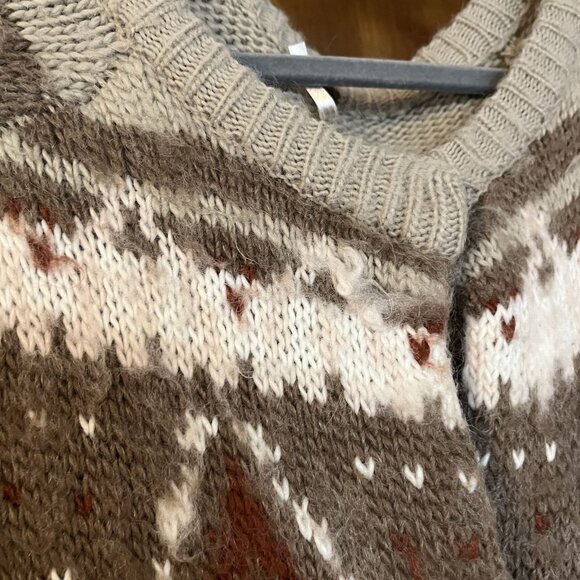 Free People Frosted Fair Isle Cardigan Chunky Sweater Aztec Womens Size Medium - Picture 3 of 9
